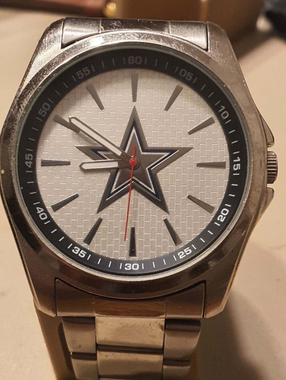 Dallas Cowboys By Game Time Silver/Blue Stainless Steel Logo Men's Watch